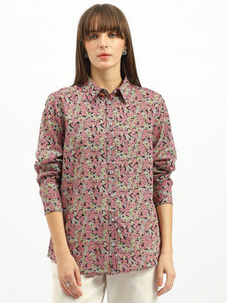 United Colors of Benetton - Spread Collar Floral Print Multi-Color Shirt