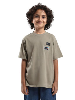 RARE ONES - Kids Braun Dusky Green Cotton Solid Regular Fit T-shirt