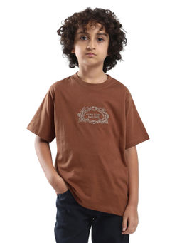 RARE ONES - Kids Roxie Light Brown Cotton Regular Fit T-shirt