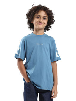 RARE ONES - Kids Flux Dusky Blue Cotton Blend Regular Fit T-shirt