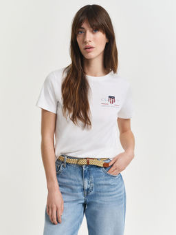 GANT - White Regular Fit Stretchable Archive Shield T-shirt