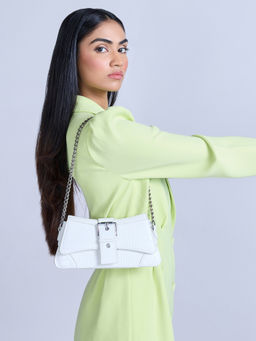 Twenty Dresses by Nykaa Fashion - White Textured Crossbody Bag
