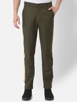 CRIMSOUNE CLUB - Men Olive Green Safari Trousers