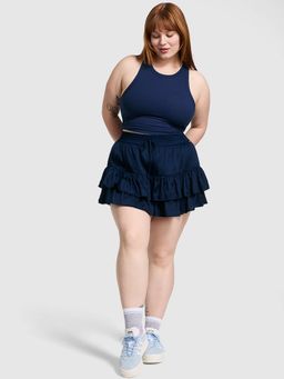 Victoria's Secret - Summer Fling Satin Ruffle Skort Navy Blue