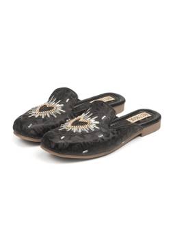 RETTROSE - The Galactic Black Brocade Embellished Mules