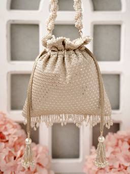 AMYRA - Champagne Beige Potli Bag