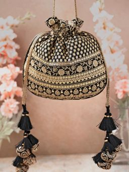 AMYRA - Resham Black Potli Bag