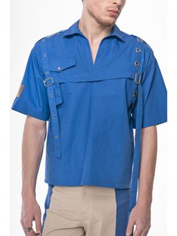 Label Aparna Rawat - Blue Polo Neck Shirt