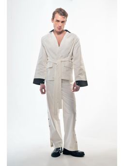Label Aparna Rawat - White Tie Jacket Shirt with Belt