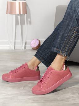 ELLE - Womens Fashionable Pink Color Woven Design Sneakers