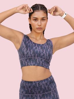 Enamor - A204 Printed Sports Bra - High-Impact Long Line Bra With Stylish Print