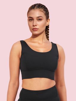 Enamor - A206 Womens Criss Cross High Impact Long Line Sports Bra Black