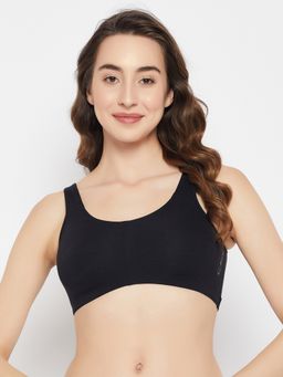 Clovia - Cotton Solid Non-Padded Full Cup Wire Free Teen Bra - Black