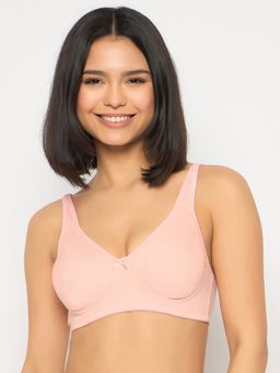 Clovia - Cotton Solid Non-Padded Full Cup Wire Free T-Shirt Bra - Peach