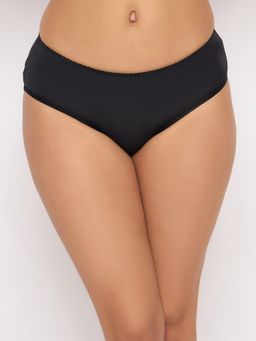 Clovia - Polyamide Medium Waist Outer Elastic Hipster Panty Black