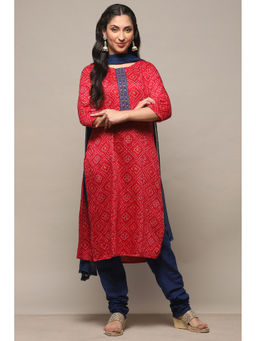 Biba - Pink Satin Unstitched Suit (Set of 3)