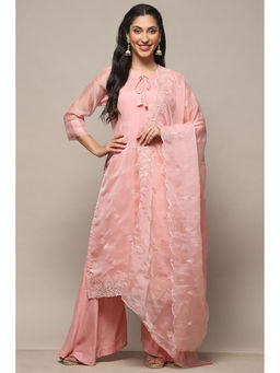 Biba - Pink Organza Unstitched Suit (Set of 3)