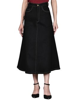 Codaisy PRO - Black Solid Denim A-Line Skirt