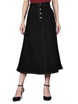 Codaisy PRO - Black Solid Denim A-Line Skirt