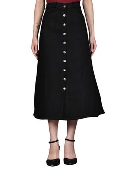 Codaisy PRO - Black Solid Denim A-Line Skirt