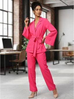 KOTTY - Pink Solid Viscose Rayon Regular Co-Ord Set