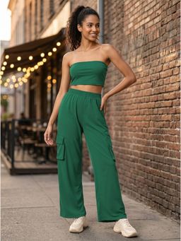 KOTTY - Green Solid Lycra Regular Co-Ord Set