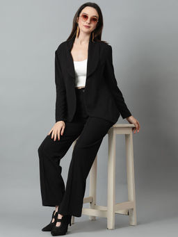 KOTTY - Black Solid Viscose Rayon Regular Co-Ord Set