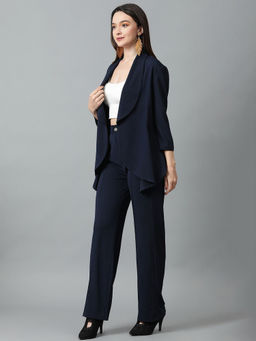KOTTY - Blue Solid Viscose Rayon Regular Co-Ord Set