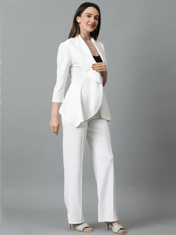 KOTTY - White Solid Viscose Rayon Regular Co-Ord Set