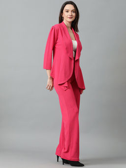 KOTTY - Pink Solid Viscose Rayon Regular Co-Ord Set