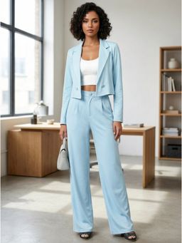 KOTTY - Blue Solid Viscose Rayon Regular Co-Ord Set