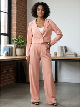KOTTY - Pink Solid Viscose Rayon Regular Co-Ord Set