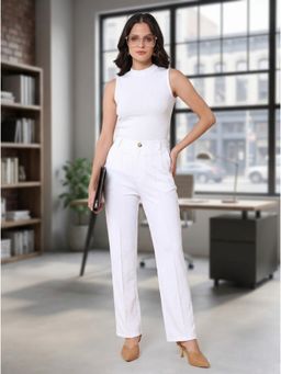 KOTTY - White Solid Viscose Rayon Regular Co-Ord Set