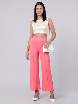 KOTTY - Pink Solid Viscose Rayon Relaxed Pant