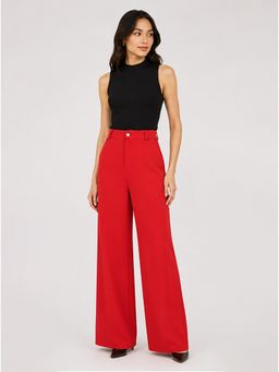 KOTTY - Red Solid Viscose Wide Pant