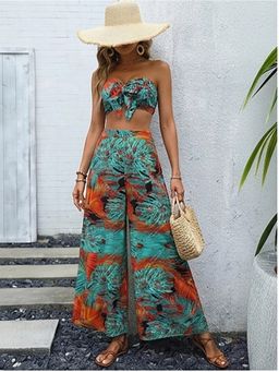 KOTTY - Blue Printed Viscose Relaxed Pant
