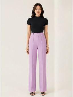 KOTTY - Lavender Solid Viscose Straight Pant