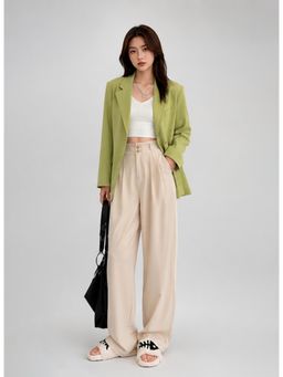 KOTTY - Beige Solid Viscose Wide Pant