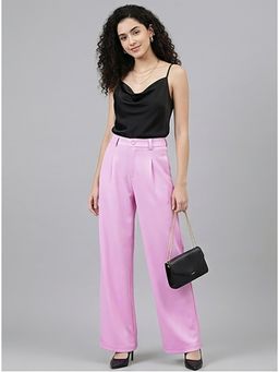 KOTTY - Pink Solid Viscose Rayon Wide Pant