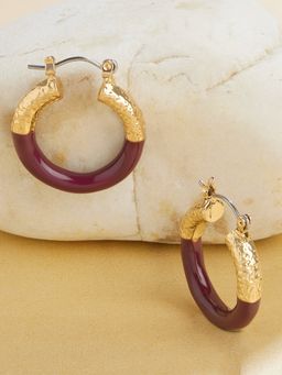 Accessorize London - Women's purple Amber Enamel Metal Hoop Earrings