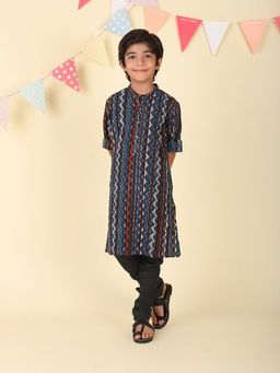 Fabindia - Indigo Cotton Dabu Printed Long Kurta