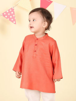 Fabindia - Coral Viscose Blend Woven Long Kurta