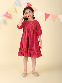 Fabindia - Pink Cotton Checks Dress