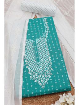 Soch - Women Teal Rayon Embellished Unstitched Kurta and Bottom with Dupatta (Set of 3)
