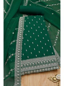 Soch - Women Green Crepe Embellished Unstitched Kurta and Bottom with Dupatta (Set of 3)