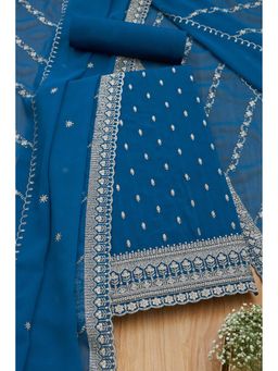 Soch - Women Blue Crepe Embellished Unstitched Kurta and Bottom with Dupatta (Set of 3)