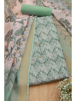 Soch - Women Green Chanderi Zari Unstitched Kurta and Bottom with Dupatta (Set of 3)