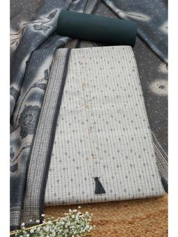 Soch - Women Grey Chanderi Mirror Work Unstitched Kurta and Bottom with Dupatta (Set of 3)