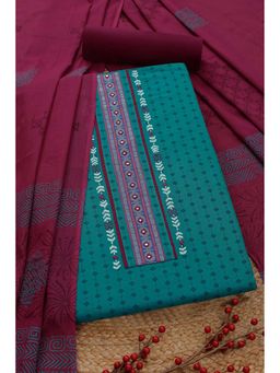 Soch - Women Green Cotton Mirror Work Unstitched Kurta and Bottom with Dupatta (Set of 3)