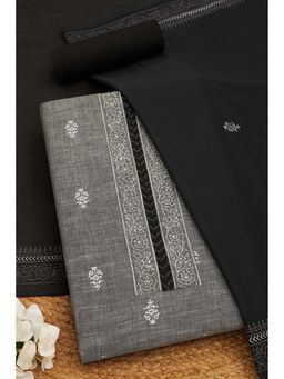 Soch - Women Grey Cotton Embellished Unstitched Kurta and Bottom with Dupatta (Set of 3)